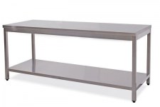 tavolo inox aperto con ripiano inferiore